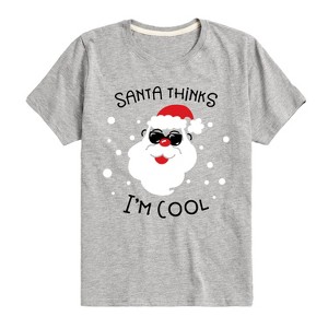 Boys' - Instant Message - Santa Thinks Im Cool Christmas Short Sleeve Graphic T-Shirt - 1 of 4