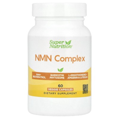 Super Nutrition NMN Complex with trans-Resveratrol, Quercetin Phytosome Complex, Apigenin, and Luteolin, 60 Veggie Capsules