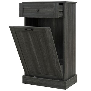 Kitchen Tilt Out Trash Bin Cabinet Free Standing Recycling Cabinet Trash Can Holder With Drawer - 1 of 4