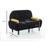 Modern Corduroy Loveseat with 2 Pillows, Recliner Lounge Chair, Compact Sleeper Sofa Bed for Small Apartment or Living Room – The Pop Home - 4 of 4
