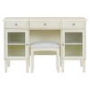 HDZNVF 2 in 1 Vanity Desk with Flip Top Mirror, Dressing Table Set with Drawer and Cabinet, White Oak - 3 of 4