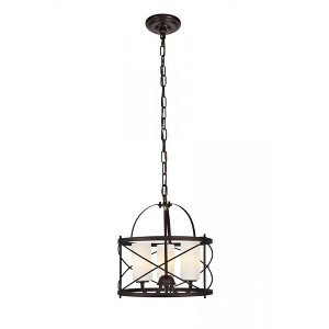 Elegant Lighting Wren Collection Pendant D15.8 H17.3 Lt:3 Dark Copper Brown and frosted white Finish - 1 of 4