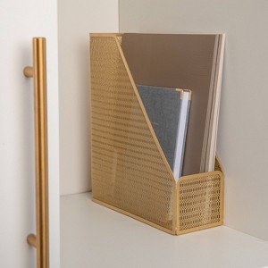 Martha Stewart Mesh Metal Single Slot Magazine File Holder Gold - 1 of 4