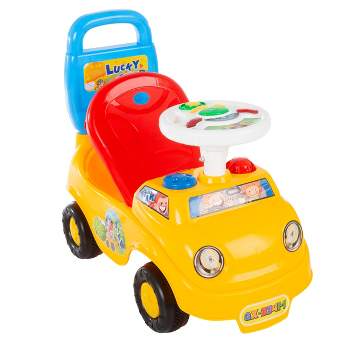 Toy Time Kids Ride-On/Push Car With Steering Wheel, Lights and Music
