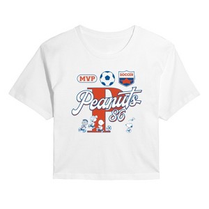 Women's - Peanuts - Soccer Jersey Cropped Graphic T-Shirt - 1 of 4