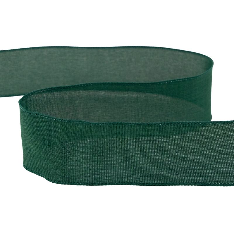 Northlight Solid Green Wired Edge Craft Christmas Ribbon 2.5 x 10 Yards, 5 of 7