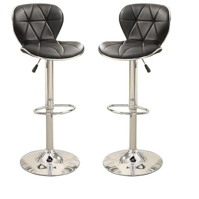 Sapphtopaz Modern Bar Stools Set of 2 PU Upholstered Counter Height Barstools with Chrome Base Adjustable Height Barstools for Kitchen Island