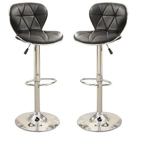 Sapphtopaz Modern Bar Stools Set of 2 PU Upholstered Counter Height Barstools with Chrome Base Adjustable Height Barstools for Kitchen Island - 1 of 4