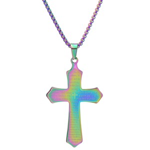 Steeltime stainless steel our father cross pendant. Color Options: Silver, Gold, Rose Gold, Black, Multi - 1 of 4