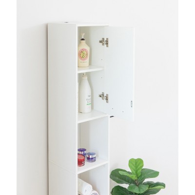 Contemporary White 40.8" Tall Bathroom Cabinet with Adjustable Shelving