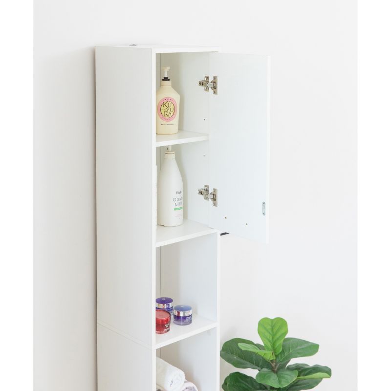 Modern White Standing Bathroom Tall Linen Tower Storage Cabinet, 3 of 6
