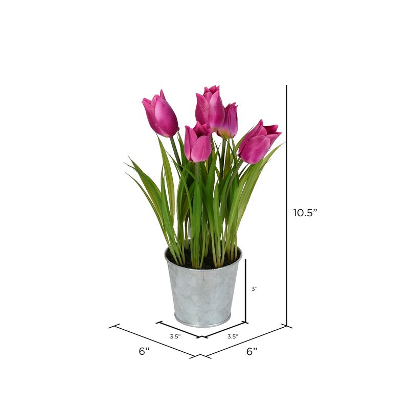 Vickerman 10.5" Artificial Assorted Set of Tulips in Metal Pot., 2 of 3