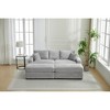 Oversize 82" Corduroy Upholstery Sectional Sofa Bed with 2 Pillows and 2 Movable Ottoman - 3 of 4