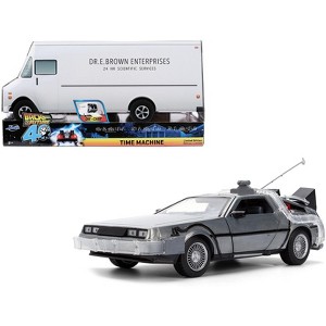 DeLorean Brushed Metal Time Machine with Lights "Back to the Future" (1985) Movie 1/24 Diecast Model Car by Jada - 1 of 4