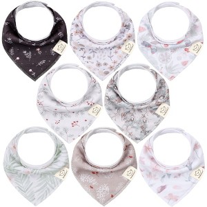 8pk Organic Baby Bandana Bibs, Baby Drool Bibs for Baby Boy, Girl, Baby Bibs for Infant, Newborn - 1 of 4