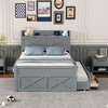 Full Size Wooden Bed with Storage Headboard and Twin Size Trundle - 2 of 4