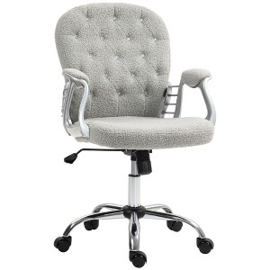 Kumasinova Teddy Fleece Home Office Chair with Padded Armrests,Button Tufted Desk Chair with Adjustable Height and Swivel Wheels for Bedroom - 1 of 4