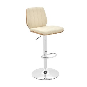 Adjustable Swivel Bar Stool in Faux Leather with Back and Chrome Base for Kitchen or Bar - 1 of 4