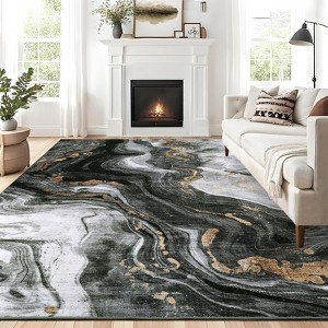 Area Rug Modern Abstract for Bedroom Machine Washable Soft Rug Contemporary Marble Floor Cover Non Slip Stain-Resistant Accent Carpet - 1 of 4