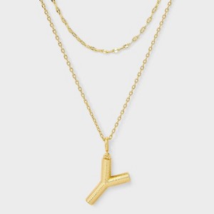14K Gold Dipped Cubic Zirconia Duo Initial Multi-Strand Necklace - A New Day™ Gold - 1 of 4