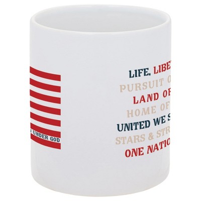 Elanze Designs One Nation Under God Flag Word Collage 11 Ounce White Ceramic Coffee Mug