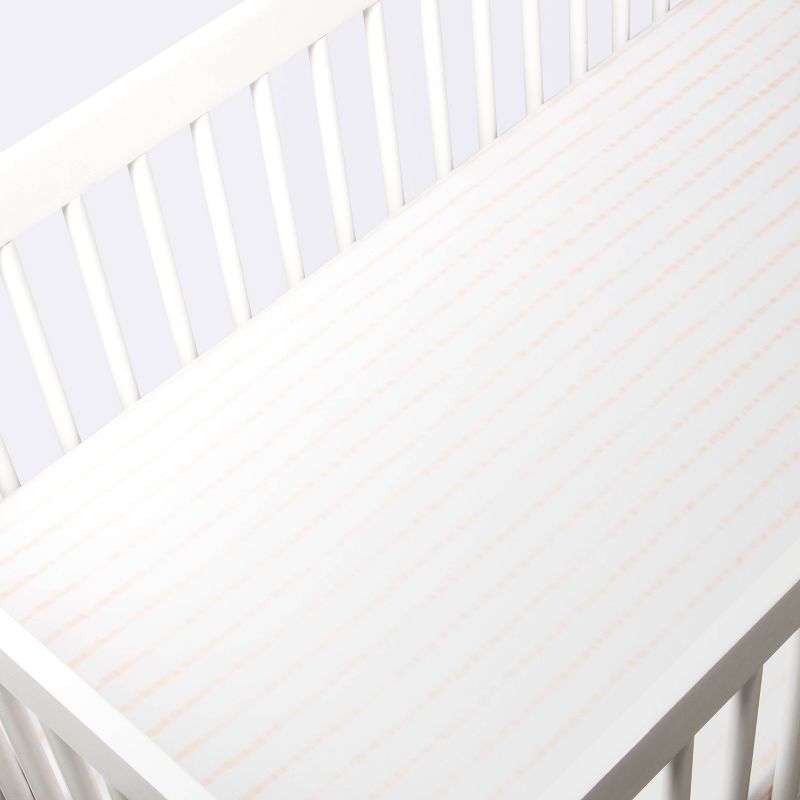 Fitted Crib Sheet - Cloud Island&#8482; Pink Vertical Stripe, 4 of 7