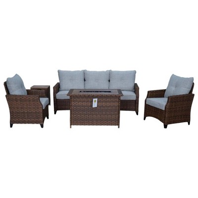 Costa Mesa 5pc Sofa Set - Brown - Courtyard Casual