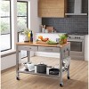 Seville Classics Stainless Steel Work Center Island Table Kitchen Cart with Wood Top - 2 of 4
