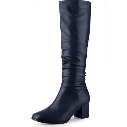 Navy knee high boots wide calf hotsell