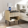 NicBex 2 Set Nightstand with 1 Drawer,Bedside Table with Metal Legs,Modern Side Table for Bedroom,Living Room,Black/Brown - 4 of 4