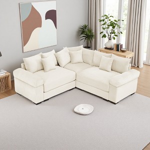 79.1" Corduroy Cloud L-Shaped Modular Sectional Sofa with Thick Cushions & Wide Armrests - 1 of 4