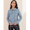 INSPIRE CHIC Women's Turn-Down Collar Flap Pockets Snap Button Faux Suede Jacket - 4 of 4