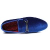 Santimon Mens Blue Dress Loafers Prom Velvet Wedding Shoes Horsebit Flat Driving Tuxedo Suit Shoes Blue - 4 of 4