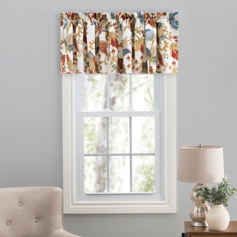 Lined Jacquard Rod Pocket Window Valance 80" x 15" Multicolor by Ellis Curtain, 2 of 5