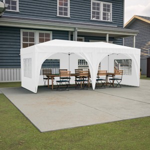Sturdy 10'x20' Waterproof Pop Up Canopy Tent with 6 Sidewalls, Adjustable Heights, Carry Bag, Sandbags, Ropes & Stakes for Outdoor Events-Coolbibila - 1 of 4