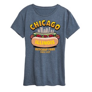 Women's - Instant Message - Chicago Hot Dog Skyline Short Sleeve Graphic T-Shirt - 1 of 4