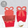 Big Dot of Happiness Red Confetti Stars - Square Favor Gift Boxes - Simple Party Bow Boxes - Set of 12 - 3 of 4