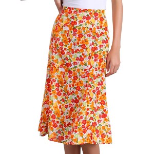 INSPIRE CHIC Women's Print Floral Peasant Elastic Waist A-Line Midi Skirts - 1 of 4