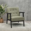 Accent Leisure Chair, Mid-Century Modern Arm Chair with Solid Wood Armrests and Legs, 1-Seat Cushioned Sofa Olive Green - 2 of 3