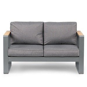 Aoodor Patio Furniture Loveseat Aluminum Sofa Couch Deep Seat - 1 of 4