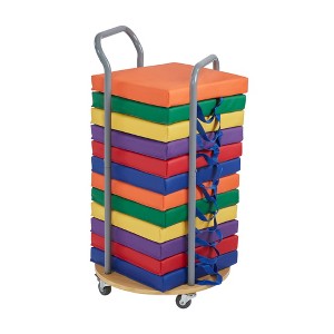 ECR4Kids Mobile Cushion Cart and SoftZone Square Floor Cushions, Flexible Seating - 1 of 4