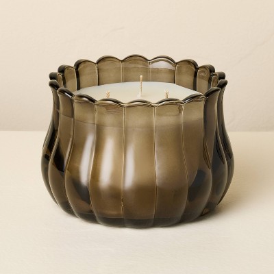 3 Wick Medium Scalloped Glass Harvest Chestnut Jar Candle 12oz - Hearth & Hand™ with Magnolia
