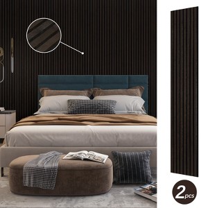 Wood Slat Panel –  MDF with PET Felt Backing, 3-Side Covered Decorative Sound-Absorbing Wall Panel for Studio, Living Room - 1 of 4
