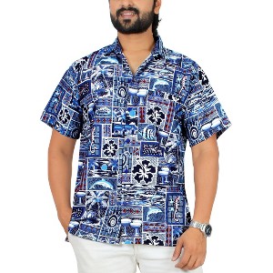 LA LEELA Mens Hawaiian Short Sleeve Button Down Shirt Men's Casual Shirts Vacation Tropical Beach Summer Party Shirts for Men Funny - 1 of 4