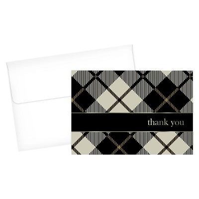 Black Plaid Thank You Cards - 24ct