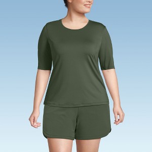 Lands' End Women's SunShade UPF 50 Elbow Sleeve Relaxed Rash Guard - 1 of 3
