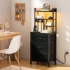 Furnulem Tall Night Stand with 3 Fabric Drawers and LED Lights, Nightstand with Bookshelf - 3 of 4