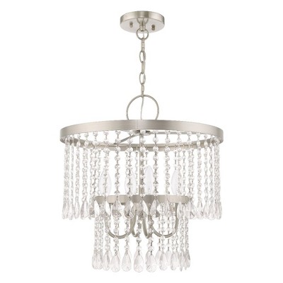 Elizabeth Brushed Nickel 4-Light Crystal Pendant Chandelier