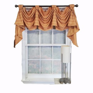 RLF Home Modern Design Orange Lane Victory Swag 3-Scoop Window Valance 50" x 25" Mustard - 1 of 4