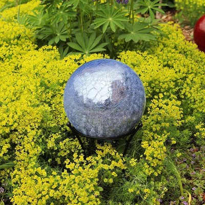 12" Blue Crackle Glass Garden Gazing Globe